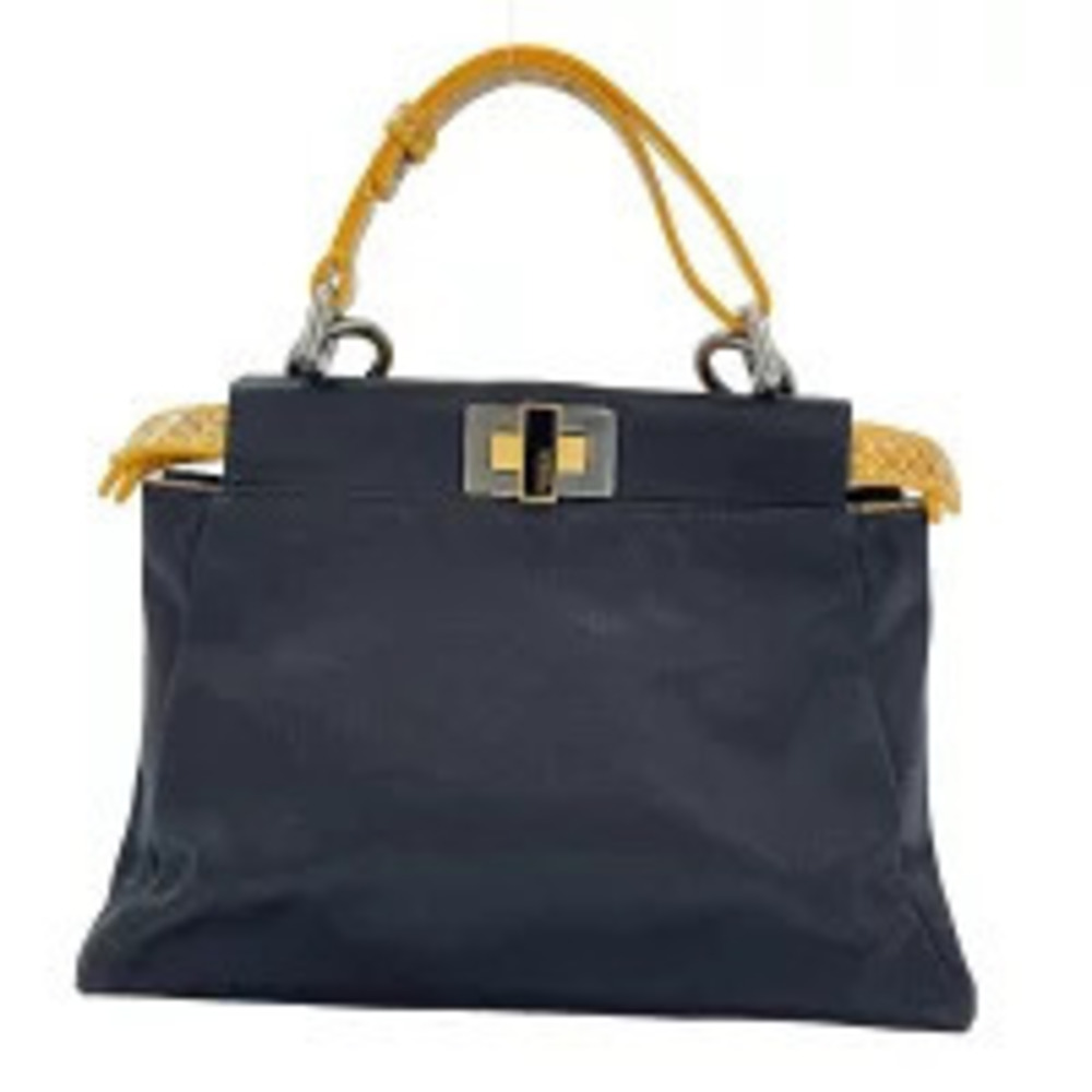Fendi Satin Peekaboo Handbag Black